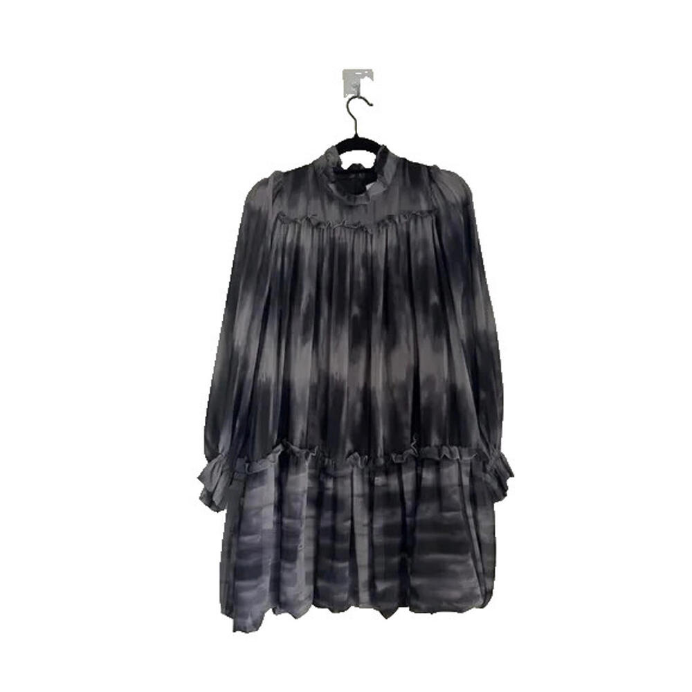 Toccin Baby Doll Tie Dye Shift Dress Gray High Neck Long Sleeves SZ 4 $395msrp - Picture 4 of 5